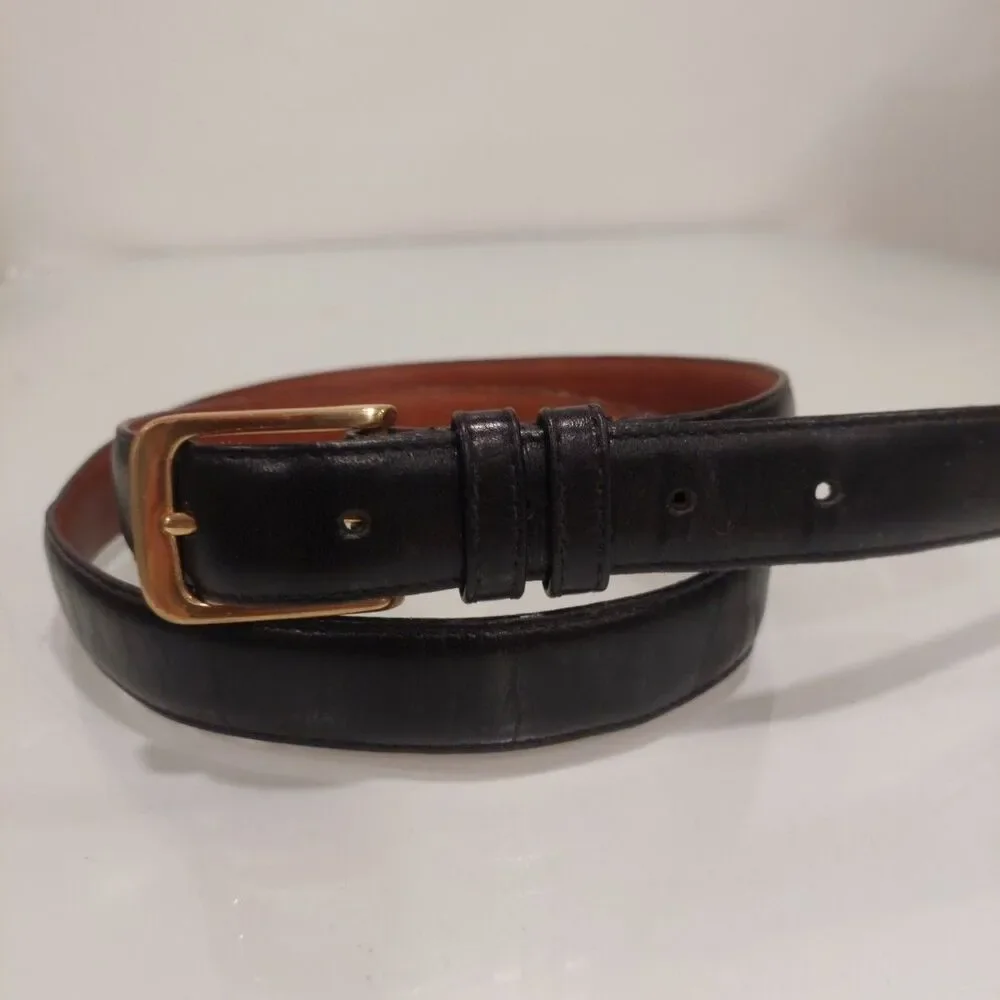 Coach 5700 Men's Size 38 Black Burnished Cowhide Leather Belt Excellent Brass